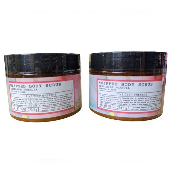 Whipped Body Scrub Restoring Smoothing 2PC Vanilla Rose Five Deep Breaths Jojoba - Picture 1 of 7